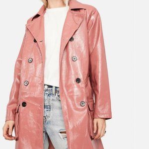 Glamorous Brand Pink Trench Coat Vegan Leather Size XS with tags